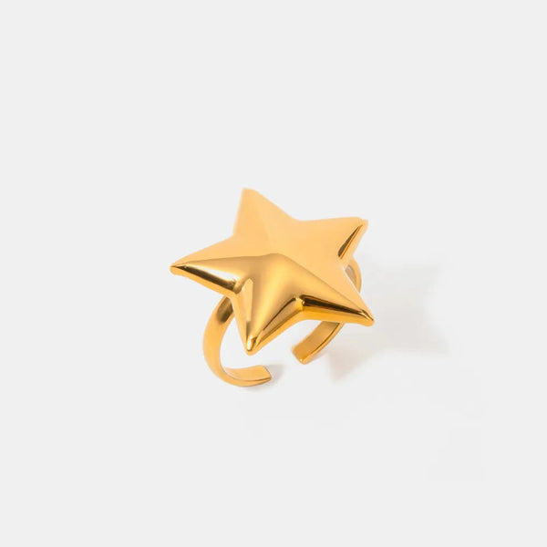 18K Gold Plated Stainless Steel Star Ring Rings