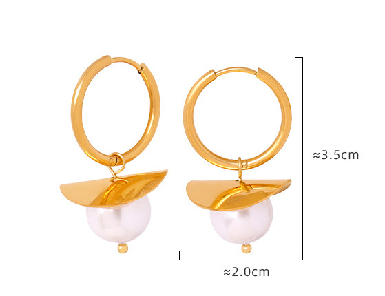 18K Gold Plated Bead Dangle Earrings