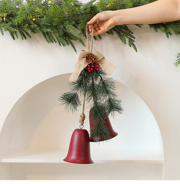 Christmas Bell Ornament Diy Indoor Door Window Wall Decoration Pine Needle Hanging Seasonal Decorations