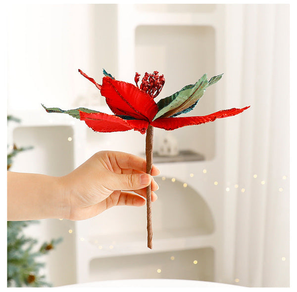 High End Christmas Flower Velvet Handmade Artificial Flowers Tree Decorations Ornaments Seasonal Decorations