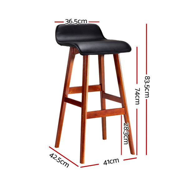 Artiss 4X Bar Stools Wooden Black Benches Bar Stools