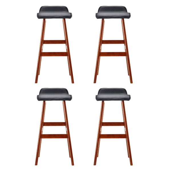 Artiss 4X Bar Stools Wooden Black Benches Bar Stools