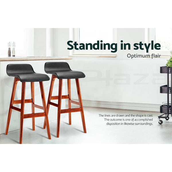 Artiss 4X Bar Stools Wooden Black Benches Bar Stools