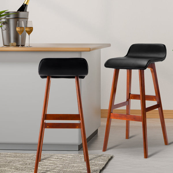 Artiss 4X Bar Stools Wooden Black Benches Bar Stools