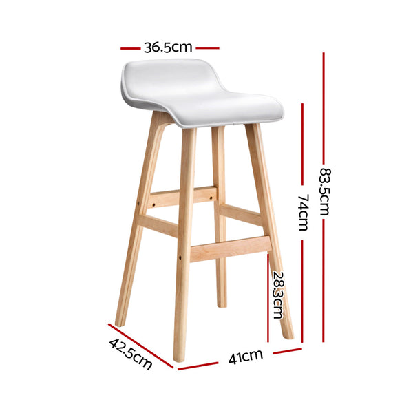Artiss 4X Bar Stools Wooden White Benches Bar Stools
