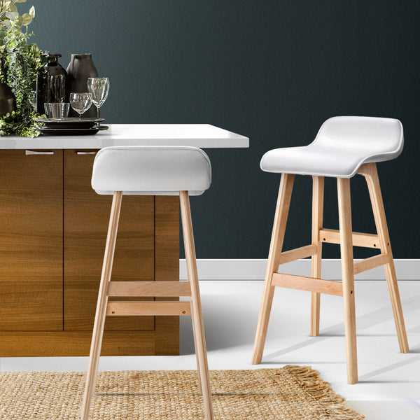 Artiss 4X Bar Stools Wooden White Benches Bar Stools