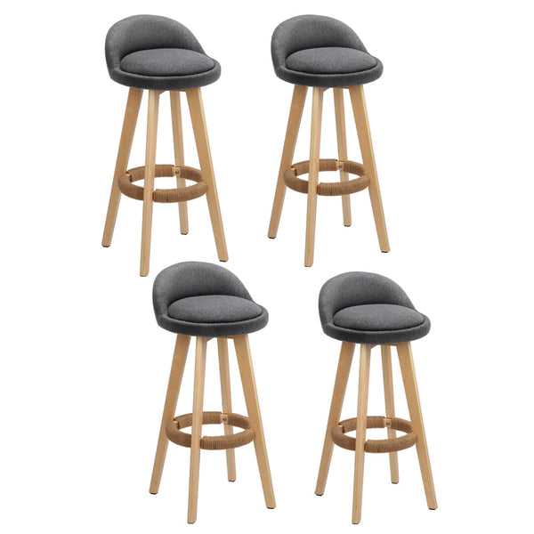 Artiss 4X Bar Stools Padded Linen Wooden Grey Benches Bar Stools