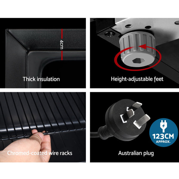 Devanti 115L Bar Fridge Glass Door W/Light Black Wine Fridges