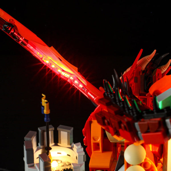 21348 Dragon And Dungeon Red Legend Led Lighting Toys Decorative Lights Gift Building Blocks