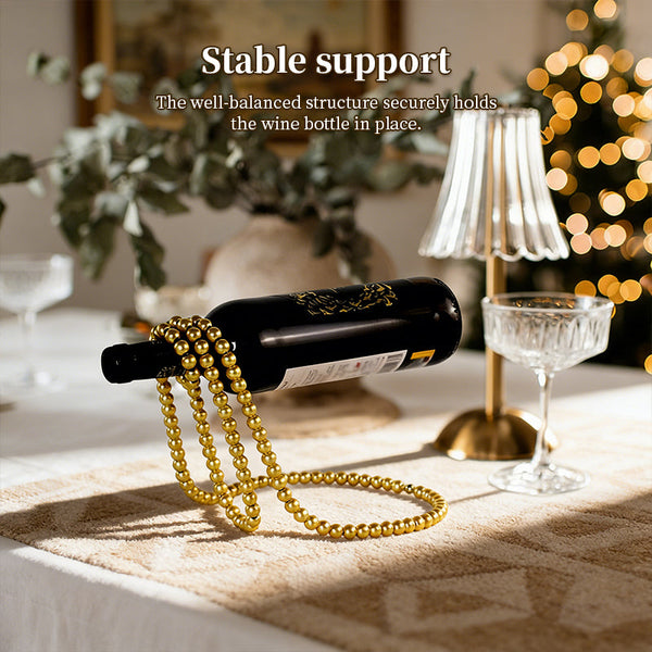 Metal Wine Rack With Pearl Necklace Design Creative Magic Floating Bottle Holder Racks