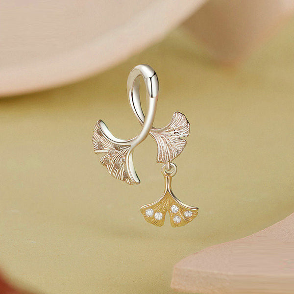 Veile Studios Silver Charm Original Autumn Forest Ginkgo Leaf Pendant Accessories S925 Beads Necklaces & Pendants