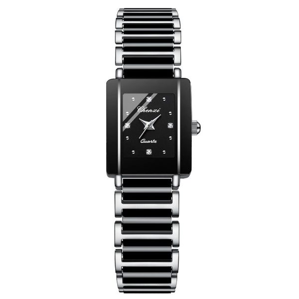 Square Couple Watch For Women And Men Ceramic Quartz Watches