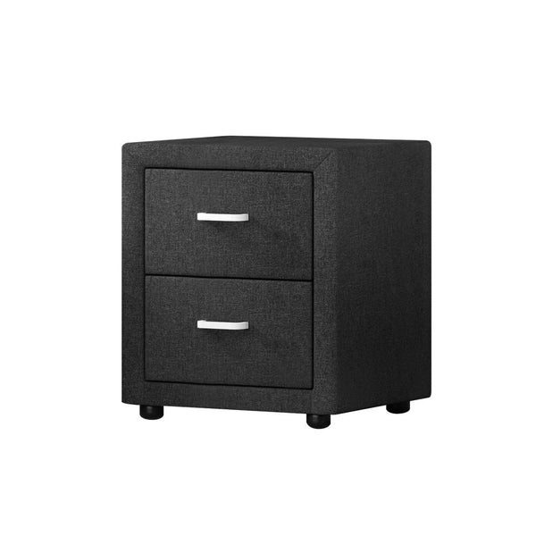 Fabric Bedside Table With Two Drawers For Bedroom Furniture Charcoal Bedside Tables