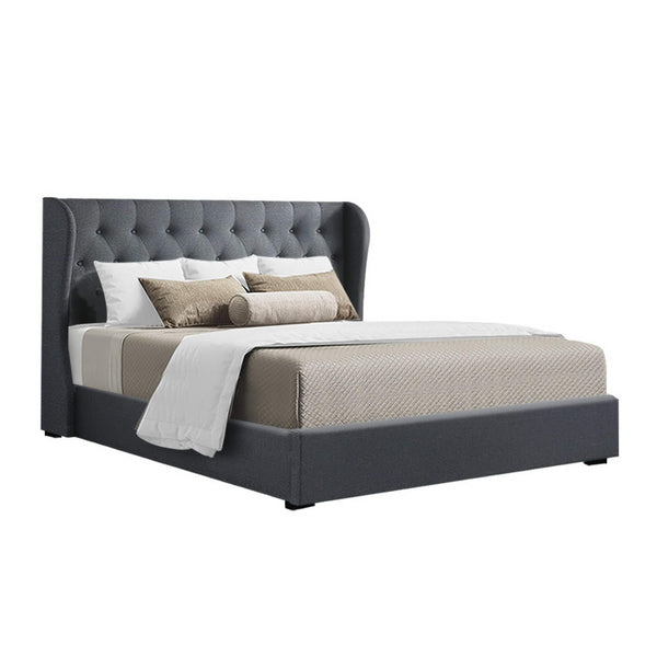 Artiss Bed Frame Queen Size Gas Lift Charcoal Issa Queen Bed Frames