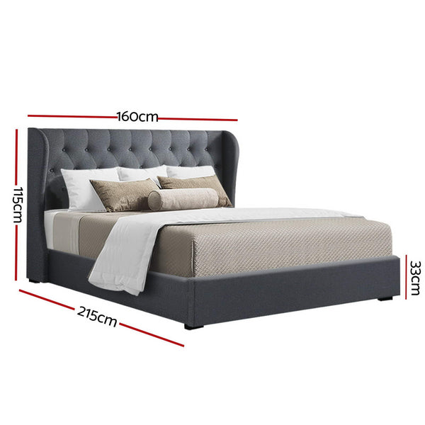 Artiss Bed Frame Queen Size Gas Lift Charcoal Issa Queen Bed Frames