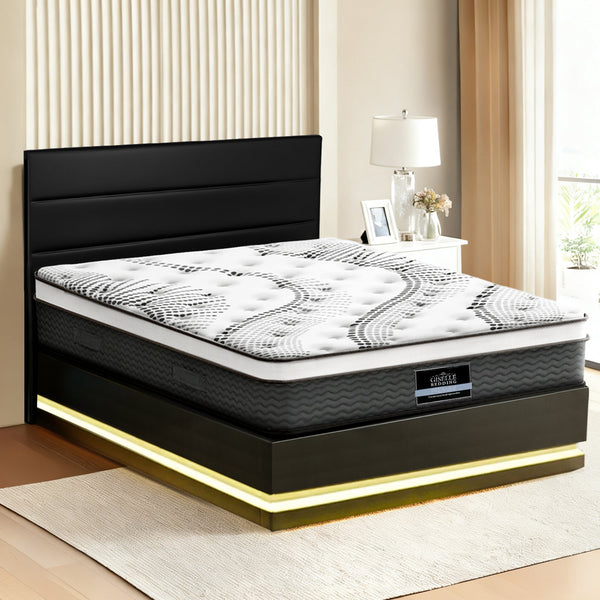 Rgb Led Queen Bed Frame With 32Cm Giselle Mattress Set Queen Bed Frames