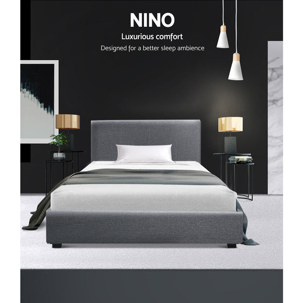 Artiss Bed Frame King Single Size Gas Lift Grey Nino King Single Bed Frames