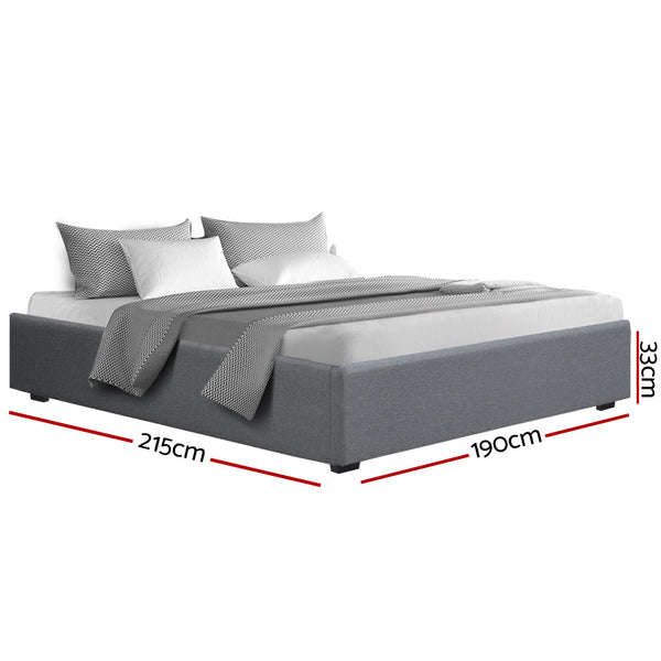 Artiss Bed Frame King Size Gas Lift Base Grey Toki King Bed Frames