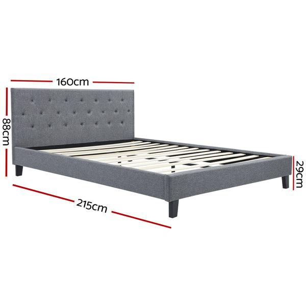 Artiss Bed Frame Queen Size Grey Vanke Queen Bed Frames