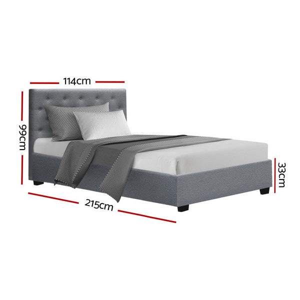 Artiss Bed Frame King Single Size Gas Lift Grey Vila King Single Bed Frames