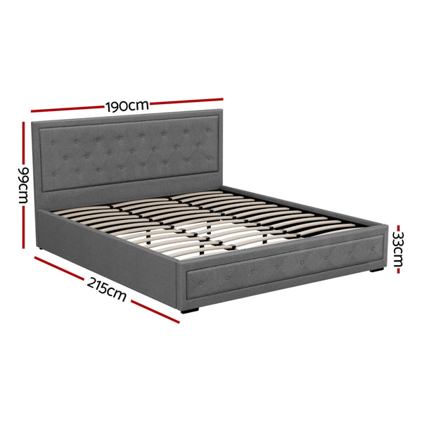 Artiss Bed Frame King Size Gas Lift Grey Tiyo King Bed Frames