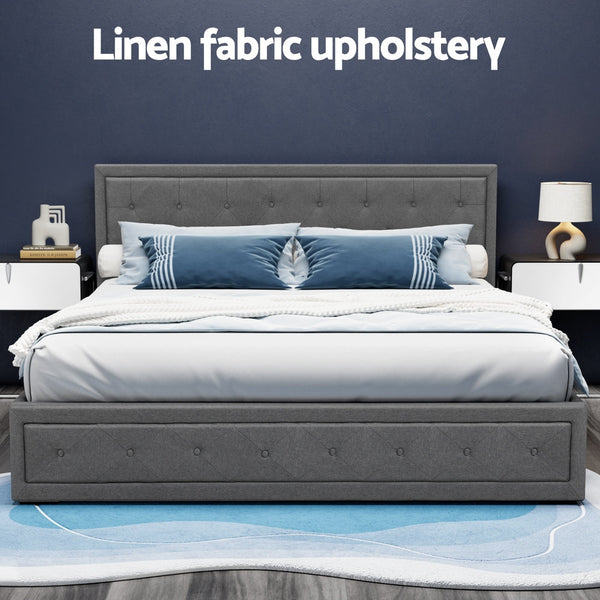 Artiss Bed Frame King Size Gas Lift Grey Tiyo King Bed Frames