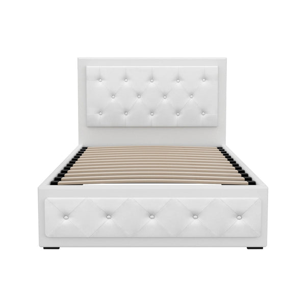 Artiss Bed Frame King Single Size Gas Lift White Tiyo King Single Bed Frames