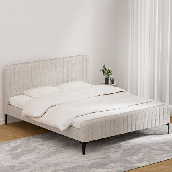 Artiss Bed Frame King Size Beige Ammy King Bed Frames