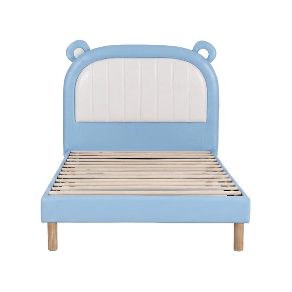 Artiss Kids King Single Bed Frame Blue And White Bear Headboard King Single Bed Frames