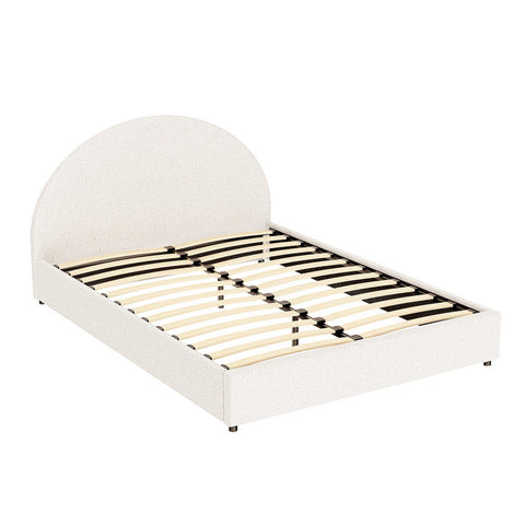 Bed Frame Gas Lift Strorage Beds Base Platform Boucle Fabric Double Ella Double Bed Frames