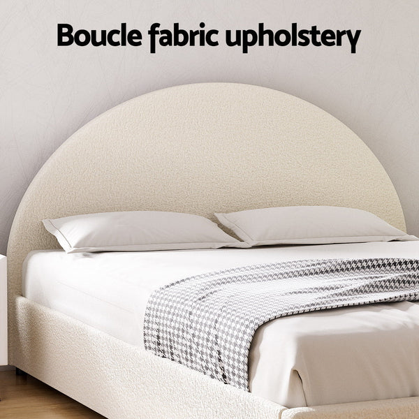 Bed Frame Gas Lift Strorage Beds Base Platform Boucle Fabric Double Ella Double Bed Frames