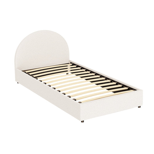 Bed Frame Gas Lift Strorage Beds Base Platform Boucle Fabric King Single Ella King Single Bed Frames