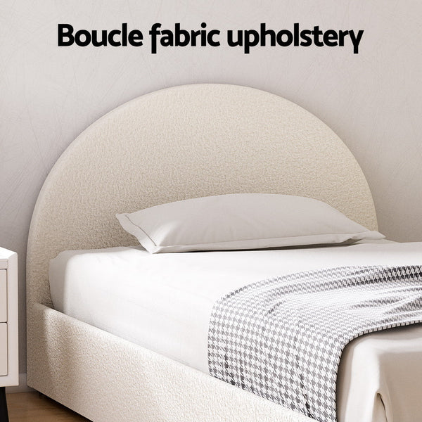 Bed Frame Gas Lift Strorage Beds Base Platform Boucle Fabric King Single Ella King Single Bed Frames