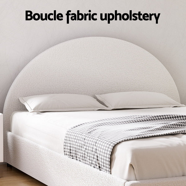 Artiss Bed Frame Gas Lift Strorage Beds Base Platform Boucle Fabric Queen Ella Double Bed Frames