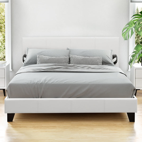 Pvc Leather Bed Frame Padded Queen Size Furniture White Queen Bed Frames