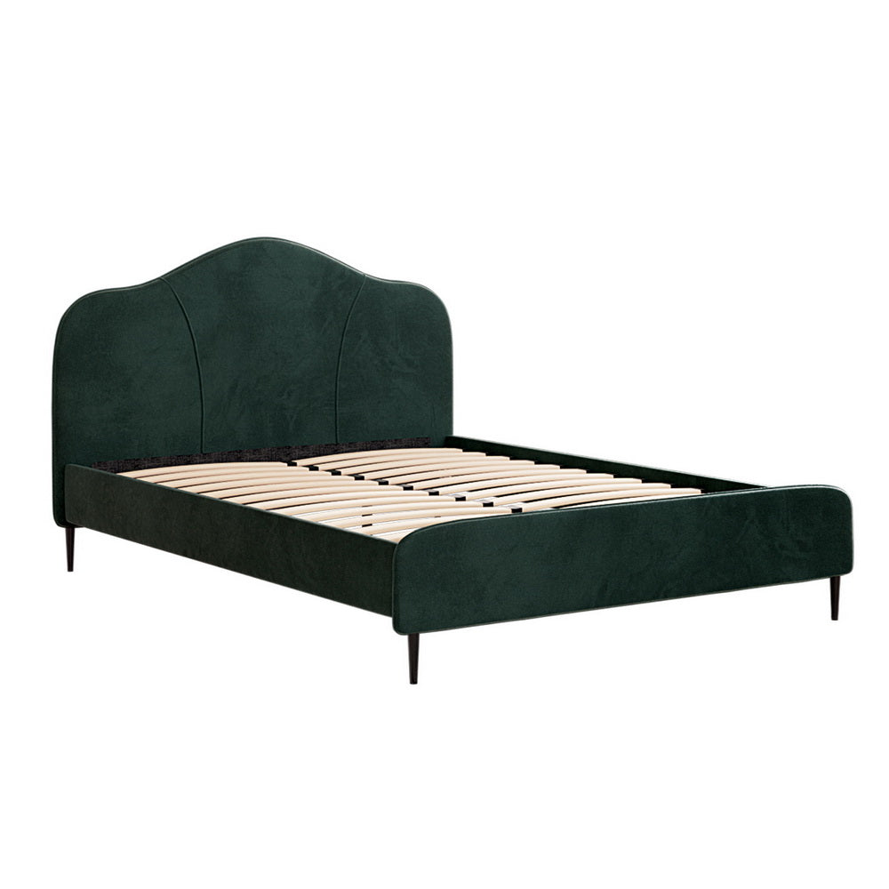 Artiss Bed Frame Queen Size Velvet Dark Green Olan Queen Bed Frames