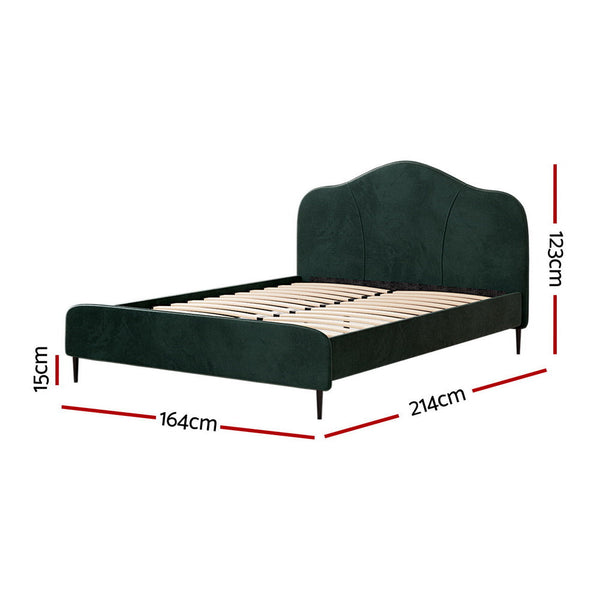 Artiss Bed Frame Queen Size Velvet Dark Green Olan Queen Bed Frames