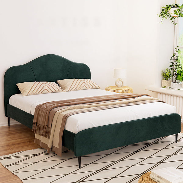 Artiss Bed Frame Queen Size Velvet Dark Green Olan Queen Bed Frames