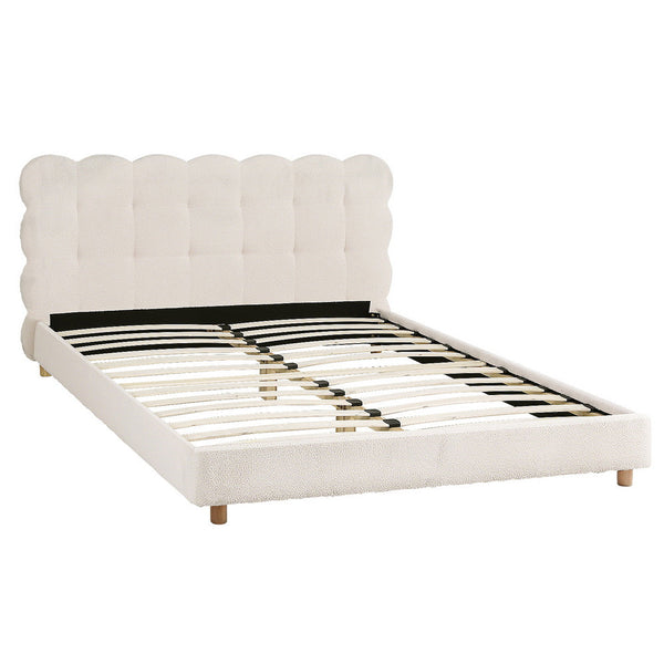Artiss Double Bed Frame Cloud Headboard Boucle Fabric Mattress Platform Base White Headboards & Footboards