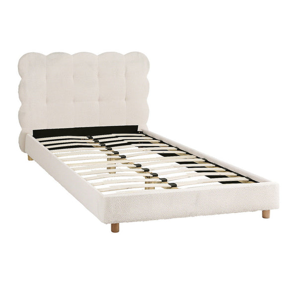 Artiss Double Bed Frame Cloud Headboard Boucle Fabric Mattress Platform Base White Headboards & Footboards