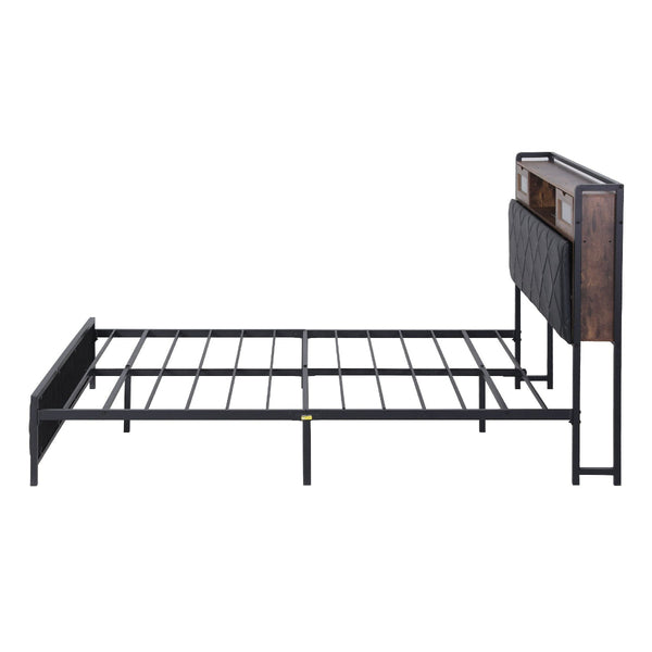 Artiss Queen Bed Frame With Storage Headboard And Led Lights Black Queen Bed Frames