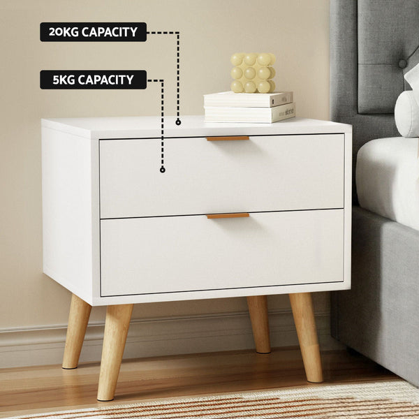 Artiss Queen Gas Lift Storage Bed Frame & 2 Drawer Bedside Table Set Grey/White Queen Bed Frames
