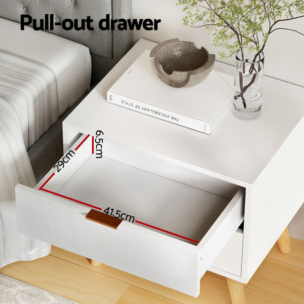 Artiss Queen Gas Lift Storage Bed Frame & 2 Drawer Bedside Table Set Grey/White Queen Bed Frames