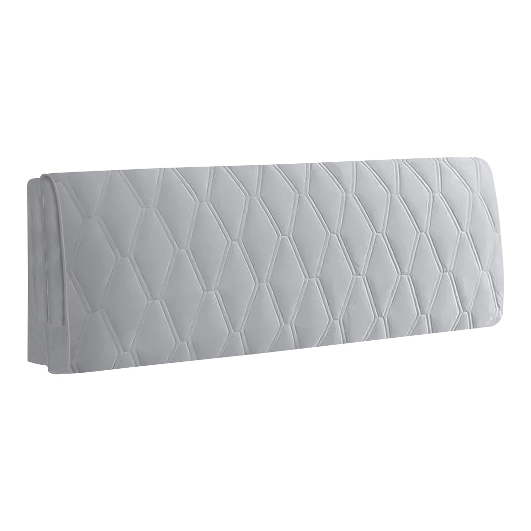 Light Gray Zigzag Pattern Quilted Velvet Bed Headboard Cover 210X70cm Headboards & Footboards