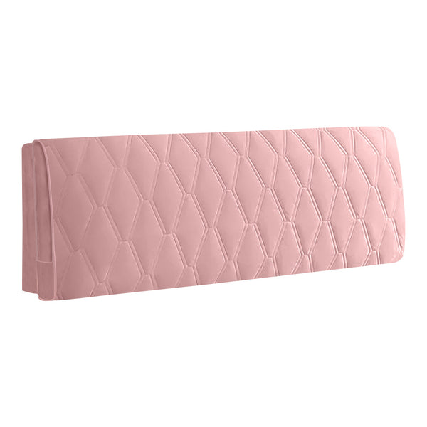 Headboard Cover Pink Zigzag Pattern Super Soft Smooth Quilted Velvet Bed Back Dust Protector 100X70cm Headboards & Footboards