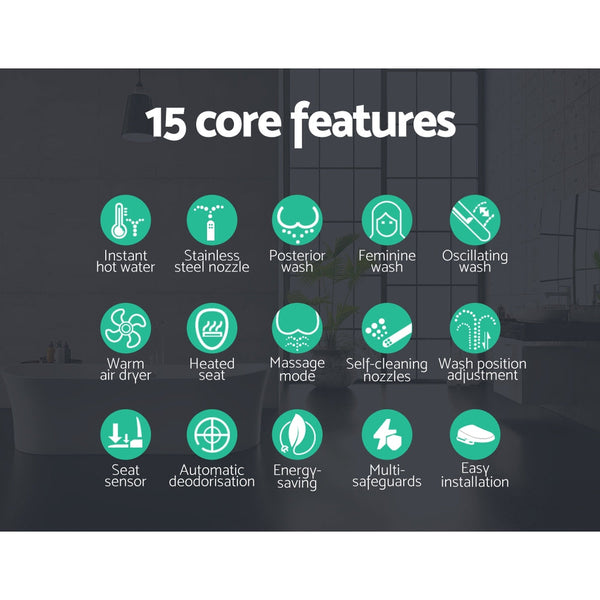 Cefito Electric Bidet Toilet Seat Cover Auto Smart Water Wash Dry Panel Control Bidets