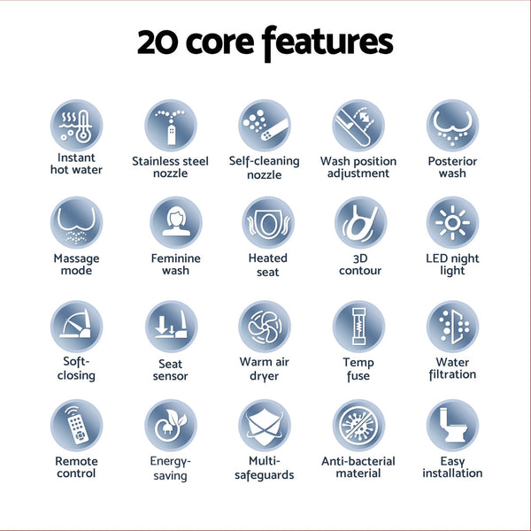 Cefito Electric Bidet Toilet Seat Cover Led Night Light Heated With Remote Bidets