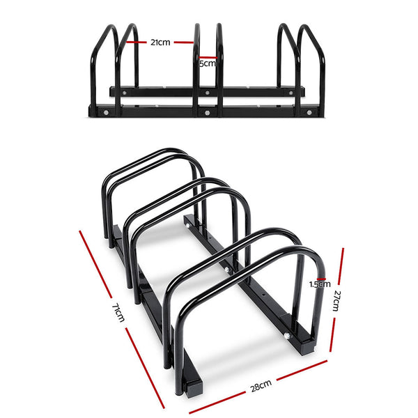 Weisshorn 3 Bike Stand Rack Bicycle Storage Floor Parking Holder Cycling Black Bicycle Stands & Storage