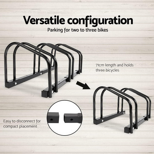 Weisshorn 3 Bike Stand Rack Bicycle Storage Floor Parking Holder Cycling Black Bicycle Stands & Storage