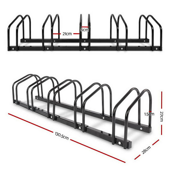 Weisshorn 5 Bike Stand Rack Black Steel Floor Parking Holder Bicycle Stands & Storage